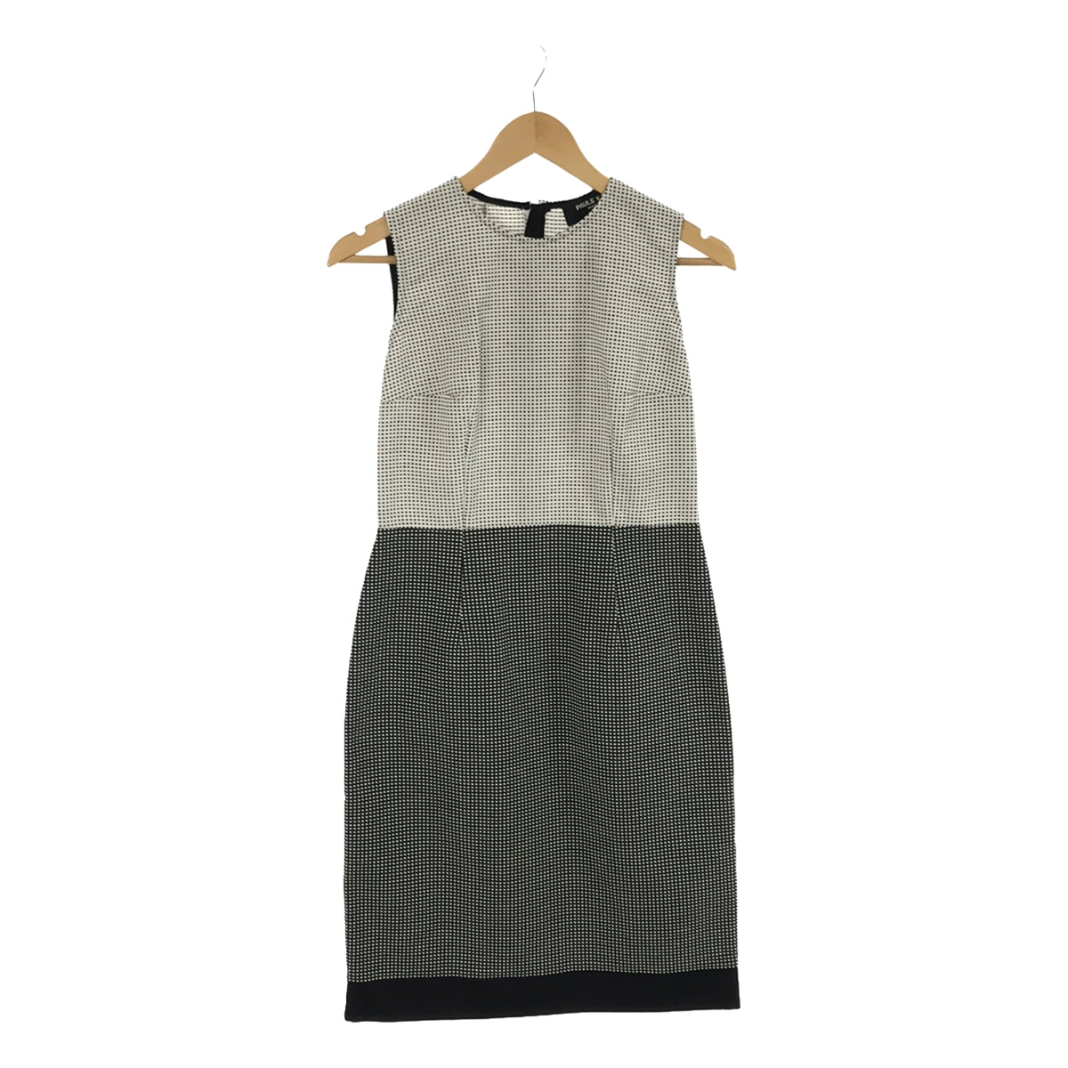 PAULE KA / 폴카 | 총 무늬 자수 바이 컬러 민소매 원피스 | 38 | 화이트 / 블랙 | 여성