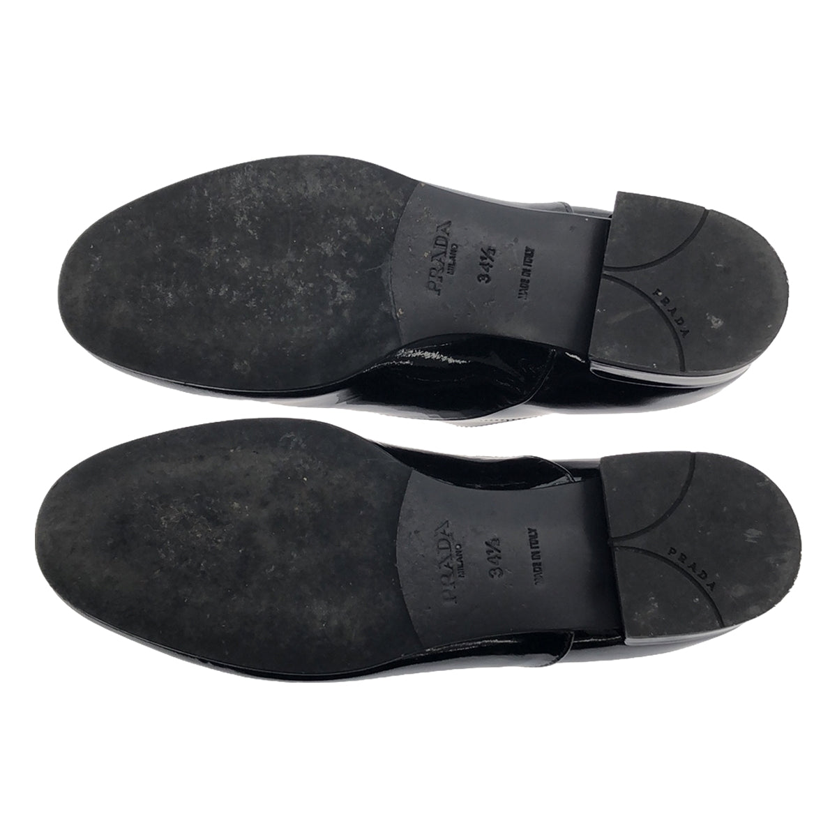 PRADA / 프라다 | 에나멜 가죽 레이스 업 신발 | 34 1/2 | 블랙 | 여성