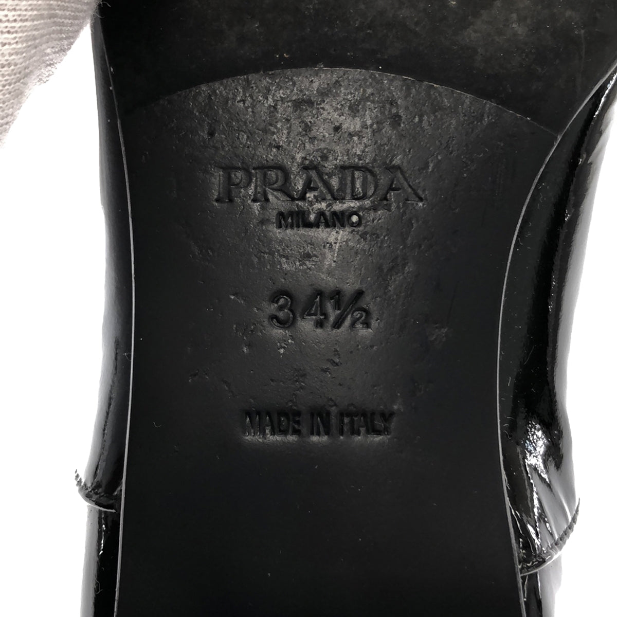 PRADA / 프라다 | 에나멜 가죽 레이스 업 신발 | 34 1/2 | 블랙 | 여성