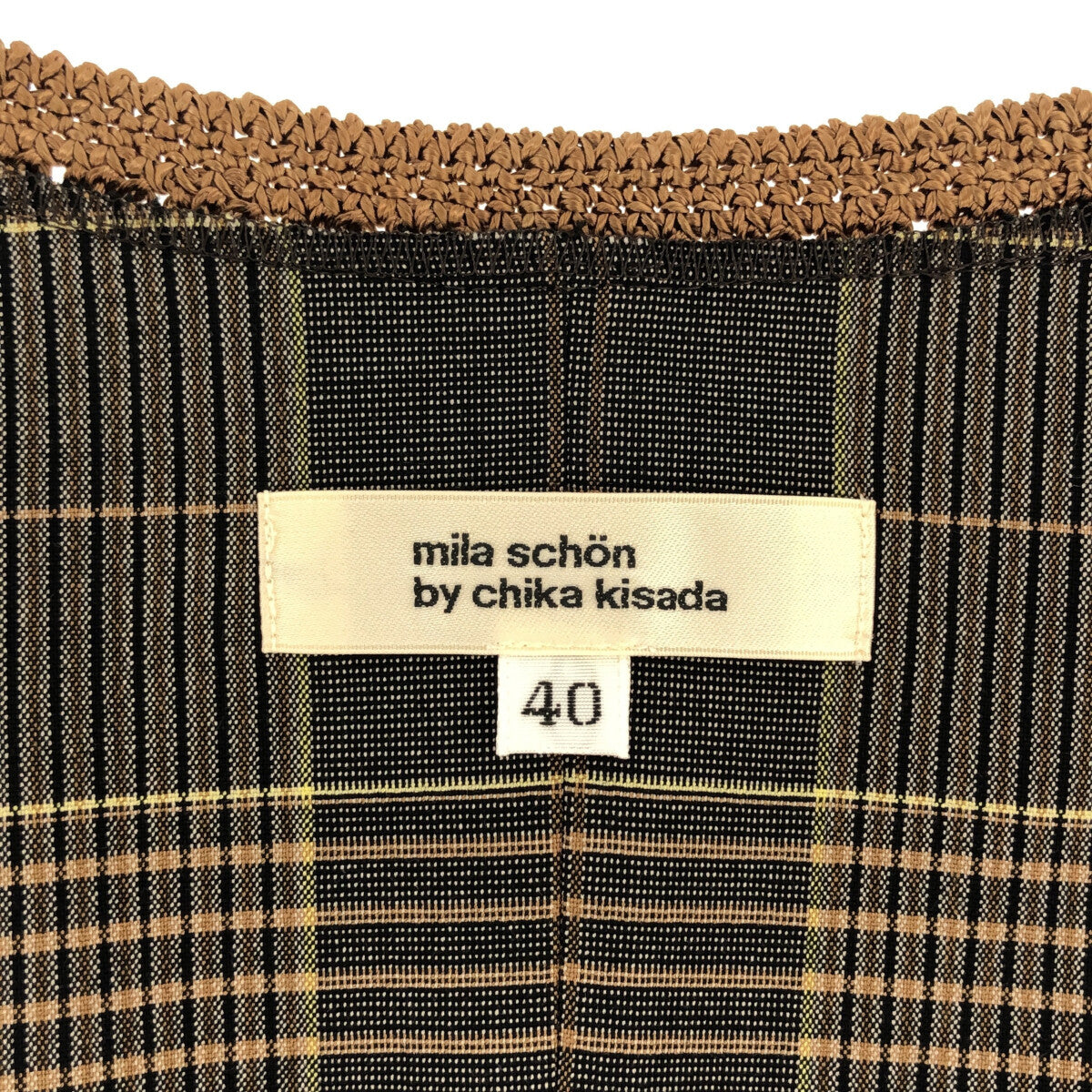 【美品】 mila schon by chika kisada / ミラ ショーン | チェック ジレ ベスト | 40 | グレー | レディース