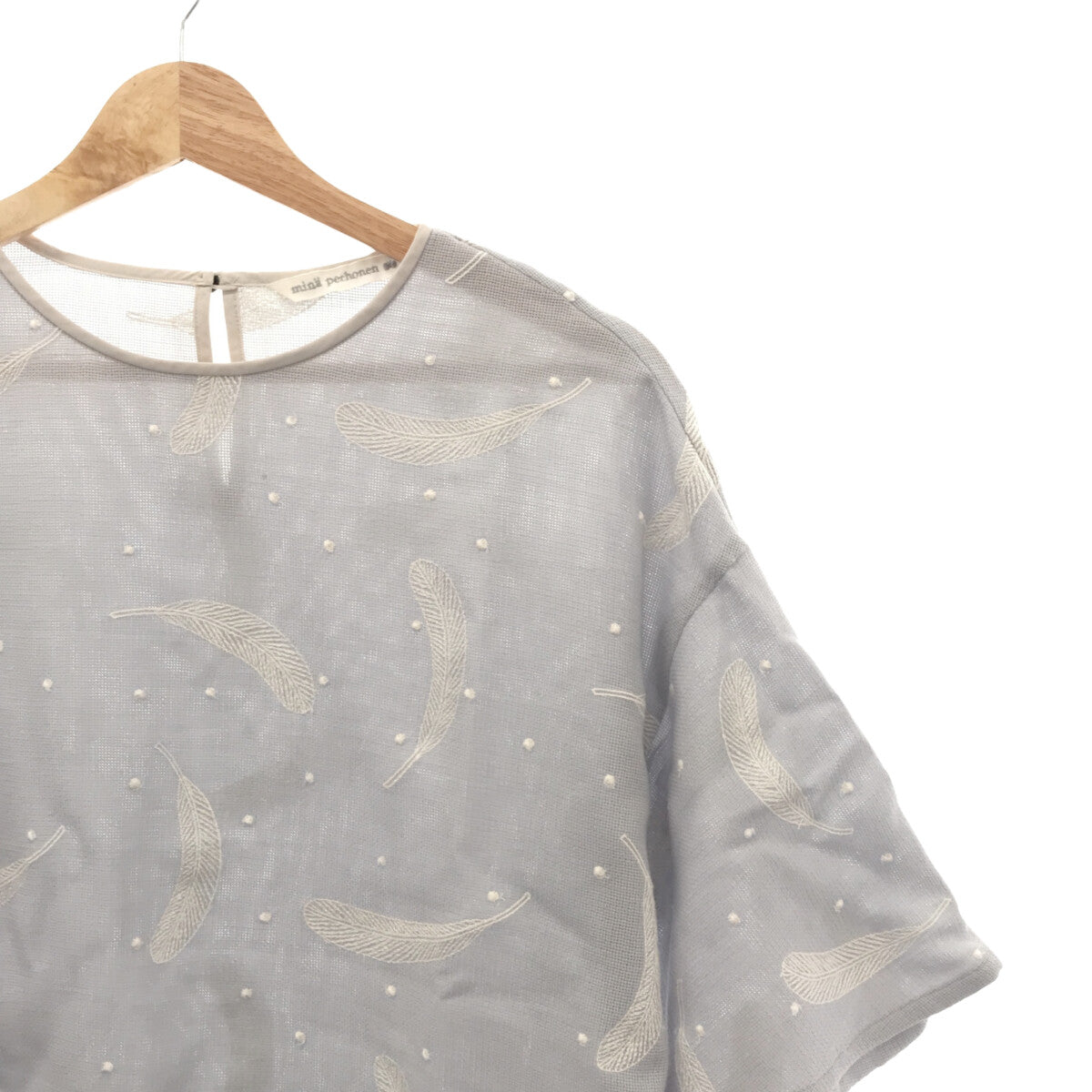 mina perhonen / ミナペルホネン | 2023SS | feather dance クルーネックブラウス | 36 | ライトブルー | レディース