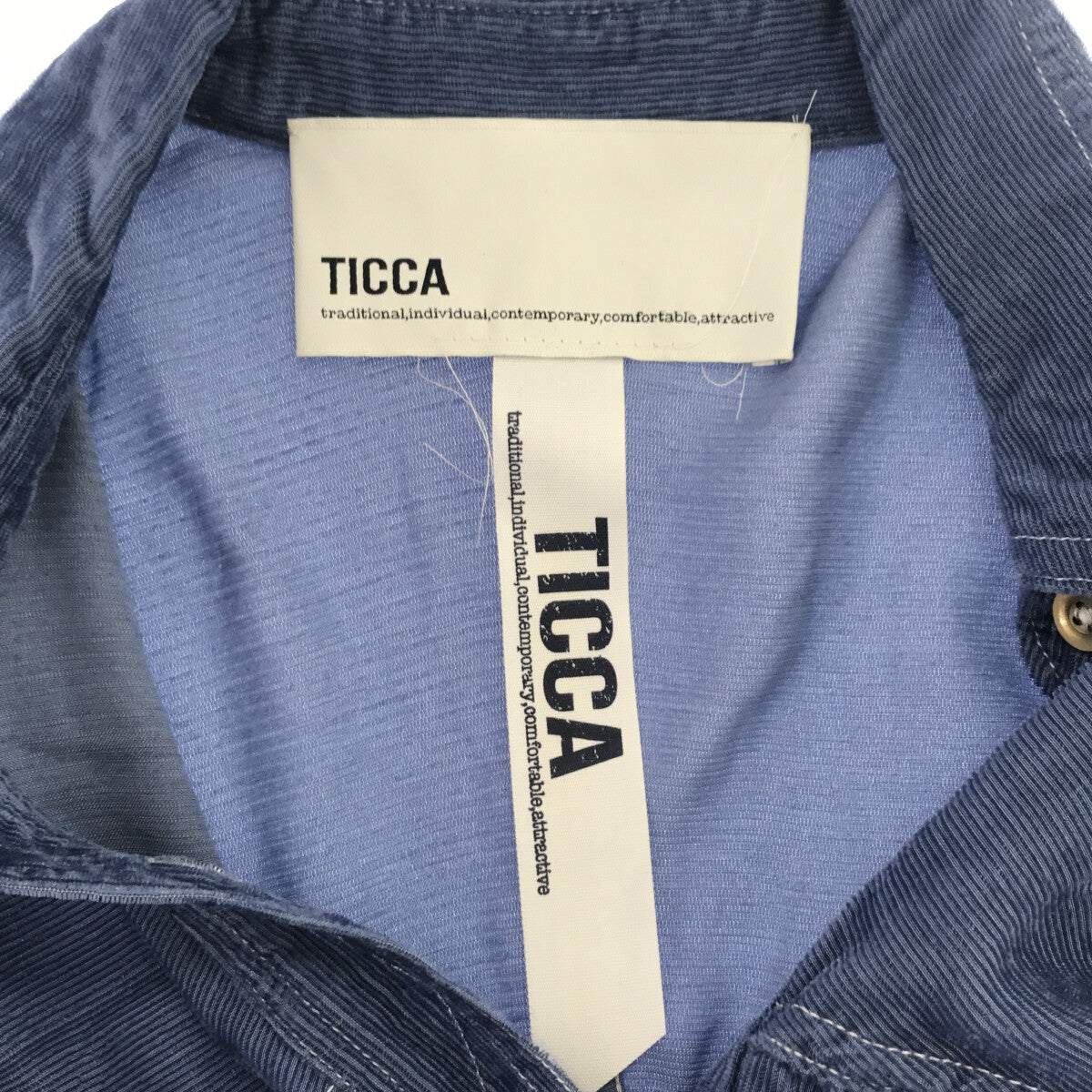 【美品】  TICCA / ティッカ | CORDUROY SHIRT COAT コーデュロイ シャツ コート | F | ブルー | レディース