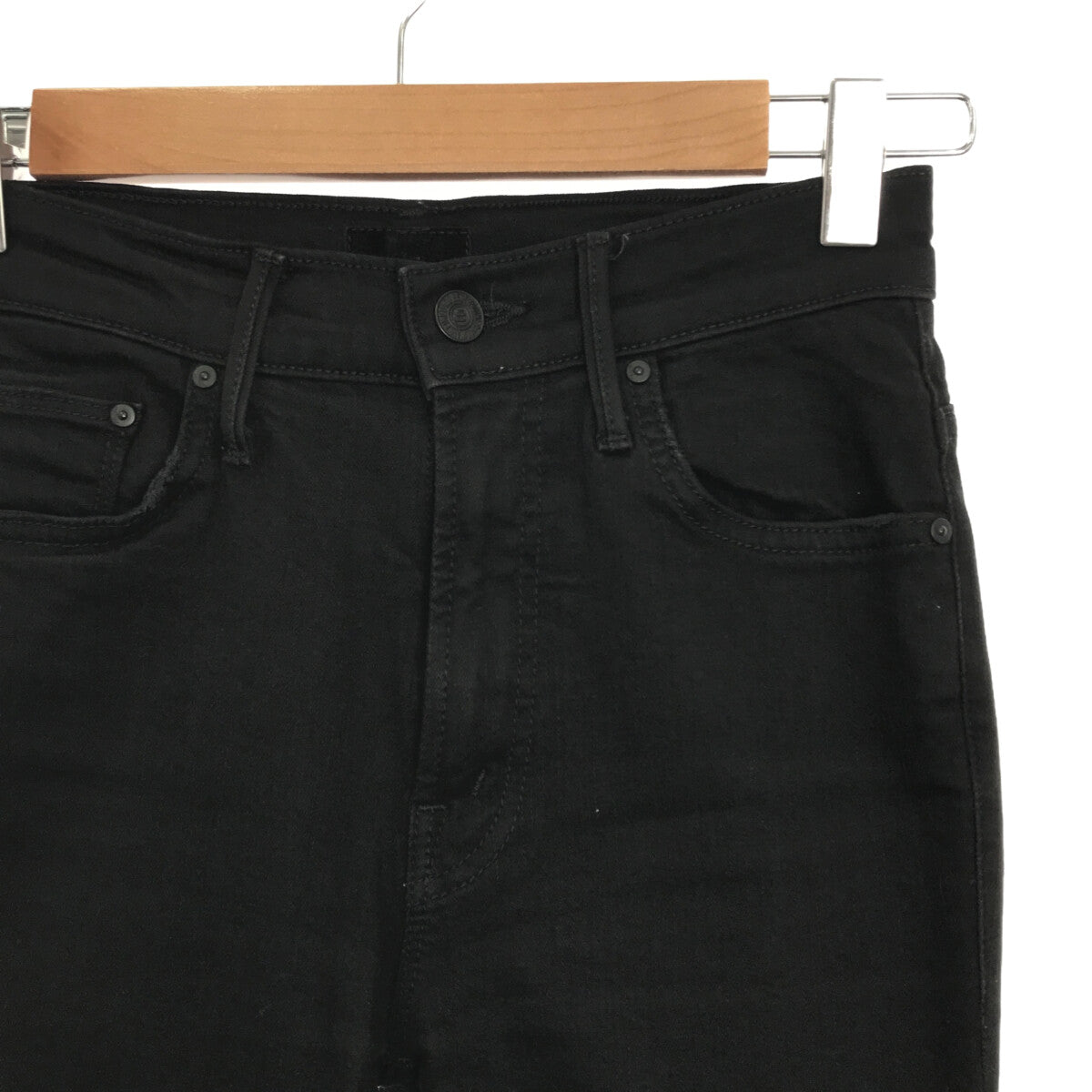 【미품】 Deuxieme Classe / 두지엠 클래스 | 2021SS | BLACK INSIDER CROP 내부자 크롭 프레이 데님 팬츠 | 24 | 블랙 | 여성