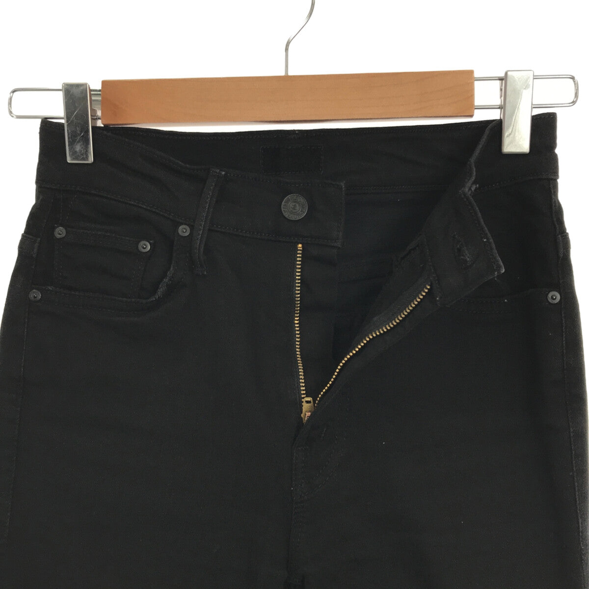 【미품】 Deuxieme Classe / 두지엠 클래스 | 2021SS | BLACK INSIDER CROP 내부자 크롭 프레이 데님 팬츠 | 24 | 블랙 | 여성