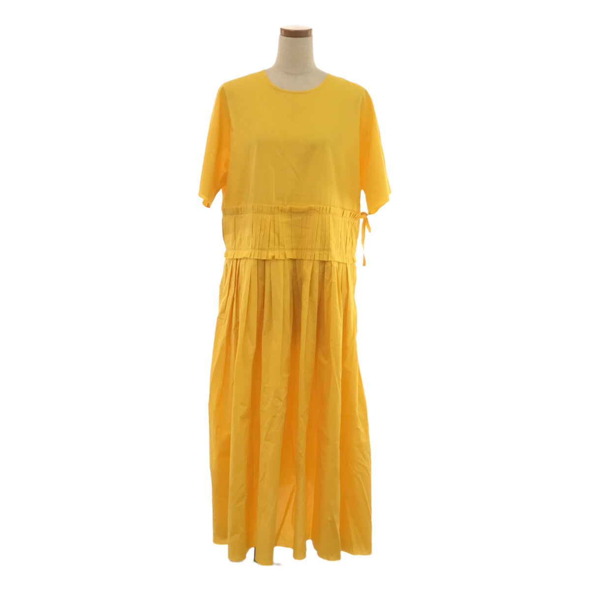 SARA LANZI / サラランズィ | コットン タックプリーツ シャツワンピース | M | イエロー | レディース