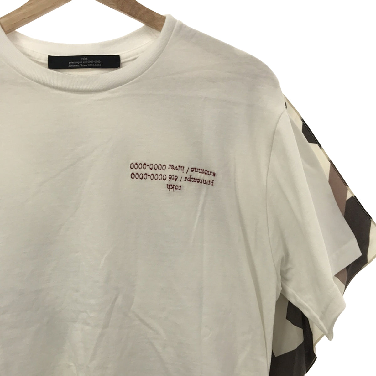 Rokh / ロック | ドッキングデザイン Tシャツ | S | ブラウン/ホワイト | レディース