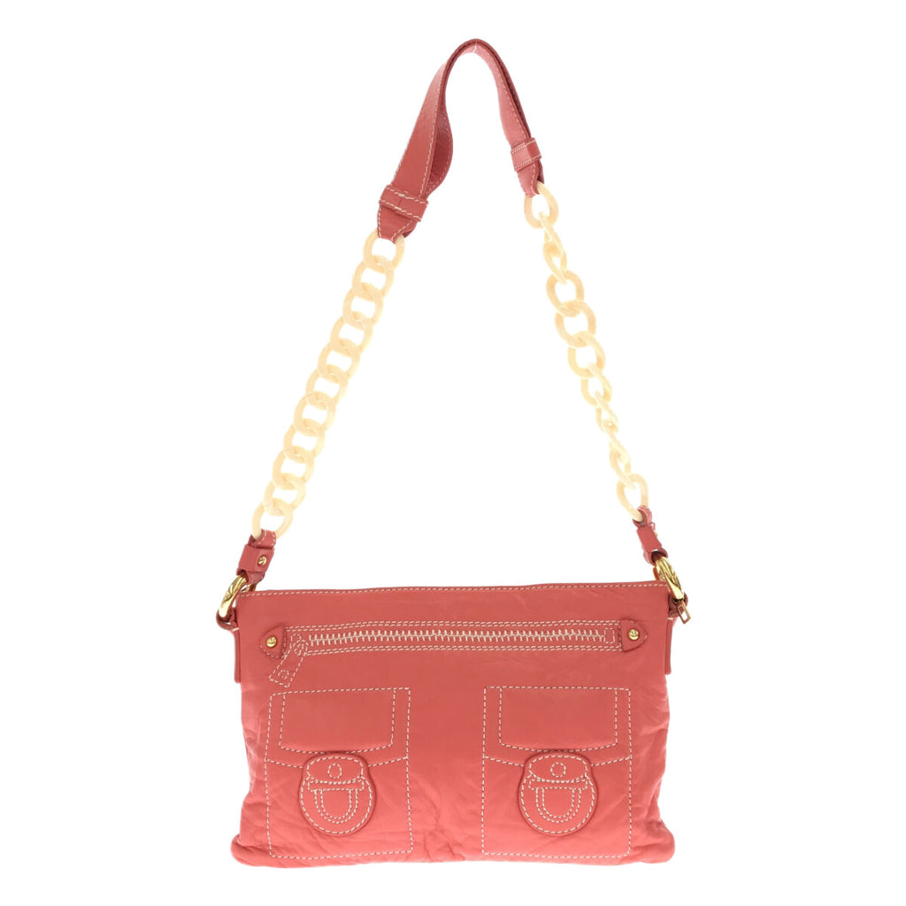 【美品】  MARC JACOBS / マークジェイコブス | ステッチワーク レザー ショルダーバッグ | ピンク | レディース