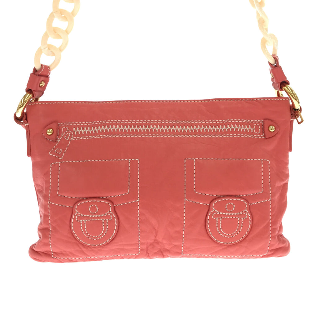【美品】  MARC JACOBS / マークジェイコブス | ステッチワーク レザー ショルダーバッグ | ピンク | レディース