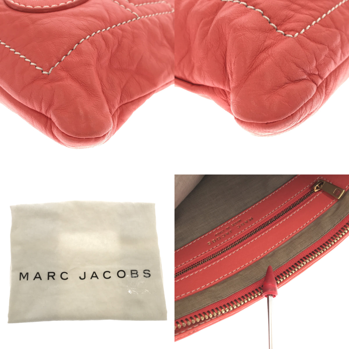 【美品】  MARC JACOBS / マークジェイコブス | ステッチワーク レザー ショルダーバッグ | ピンク | レディース