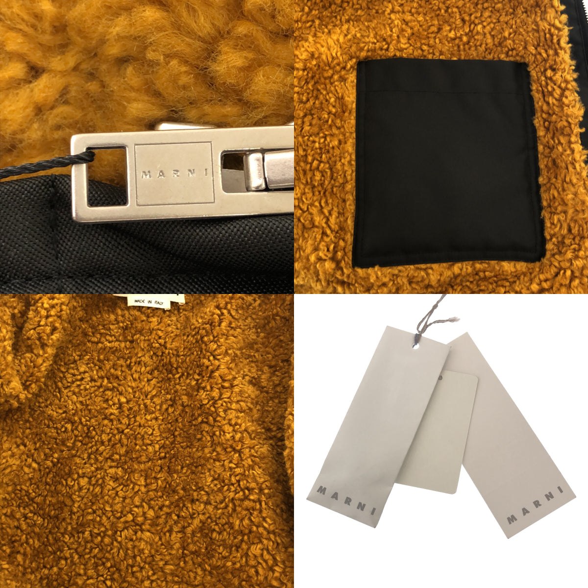 【美品】 MARNI / マルニ | 2018AW | ボア ボンバージャケット フーディ | 44 | ブラック/ブラウン | メンズ