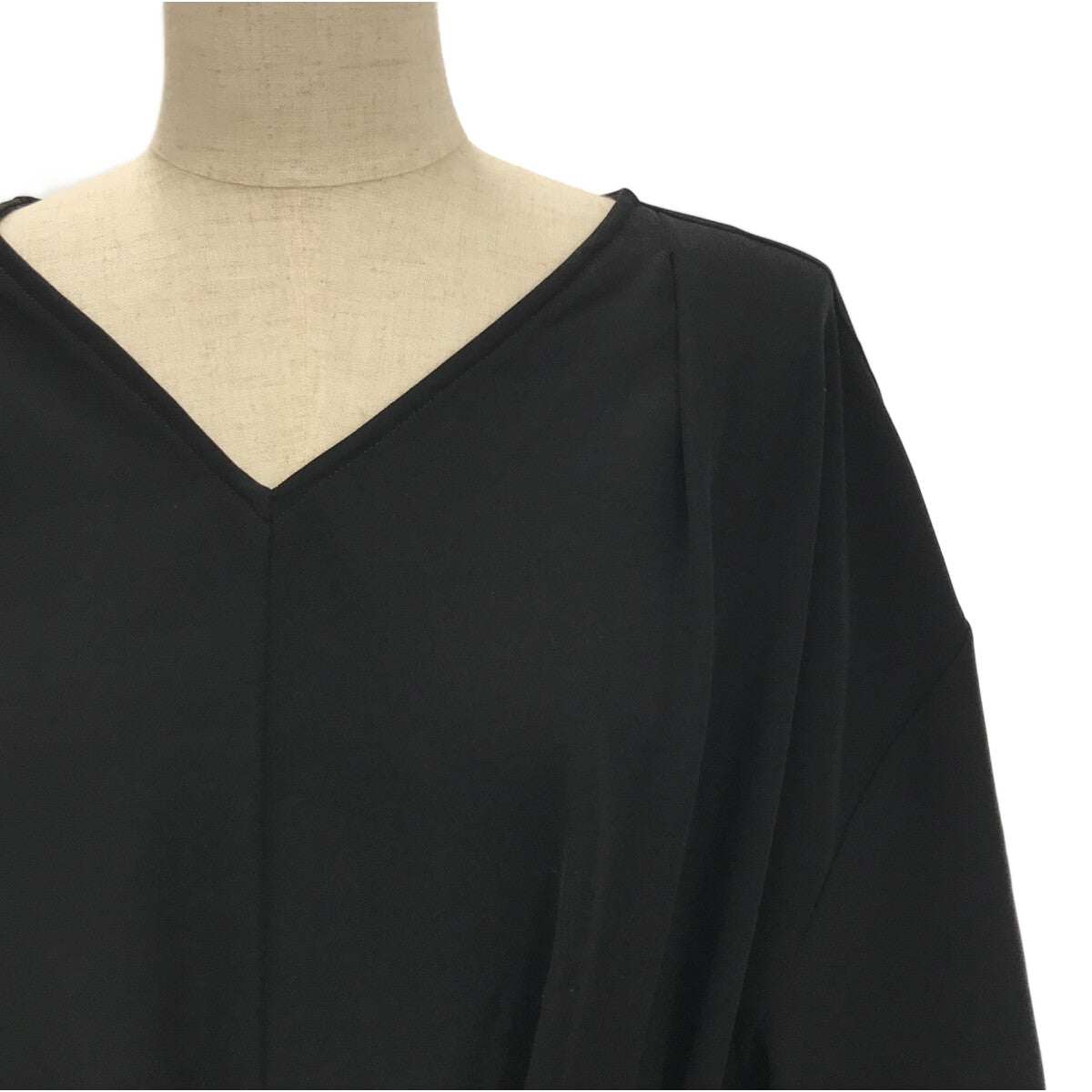 【美品】  foufou / フーフー | THE DRESS #07 drape v neck dress ワンピース | 0 | ブラック | レディース