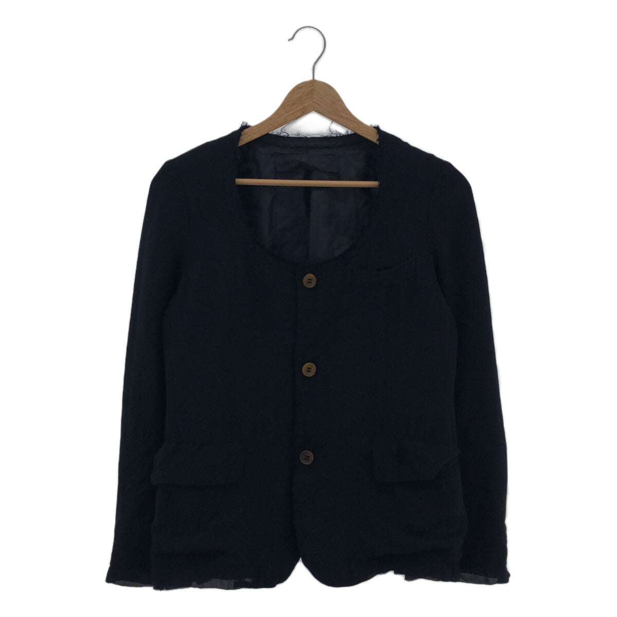 COMME des GARCONS COMME des GARCONS / Comme des | 2023SS |可翻轉荷葉邊無領外套 | XS |海軍 |女性的