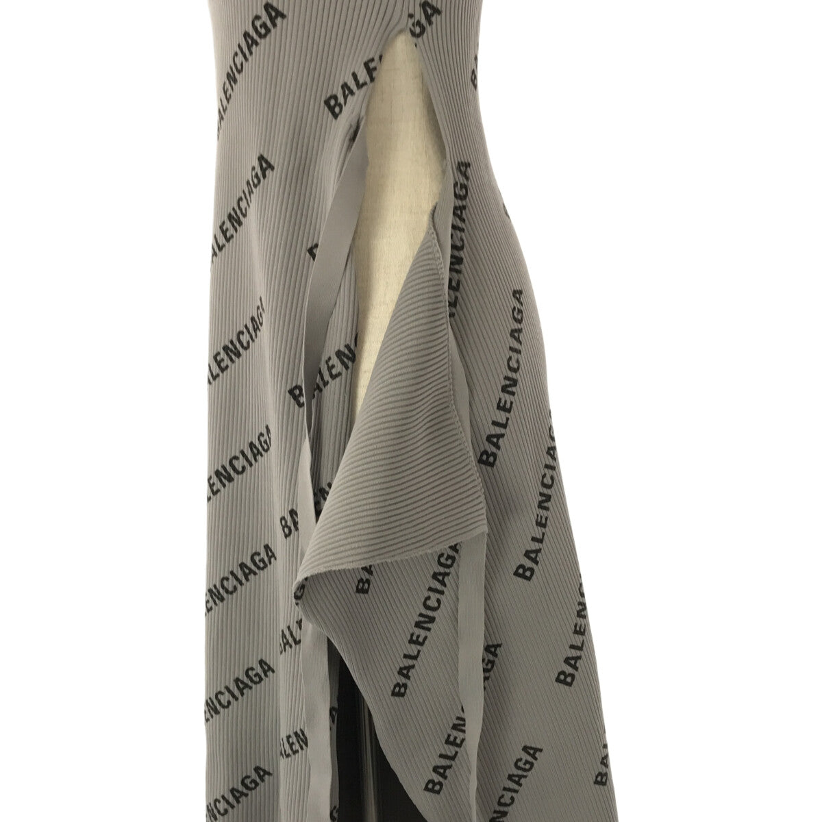 BALENCIAGA / バレンシアガ | ロゴプリント ラップ ノースリーブワンピース | XS | グレー | レディース