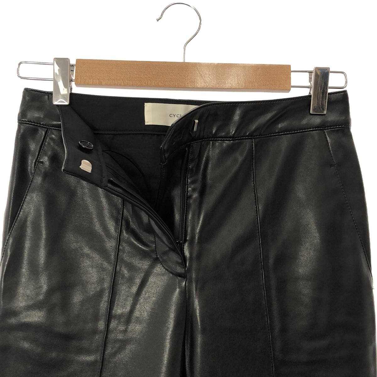 【美品】  CYCLAS / シクラス | フェイクレザーパンツ | 34 | ブラック | レディース