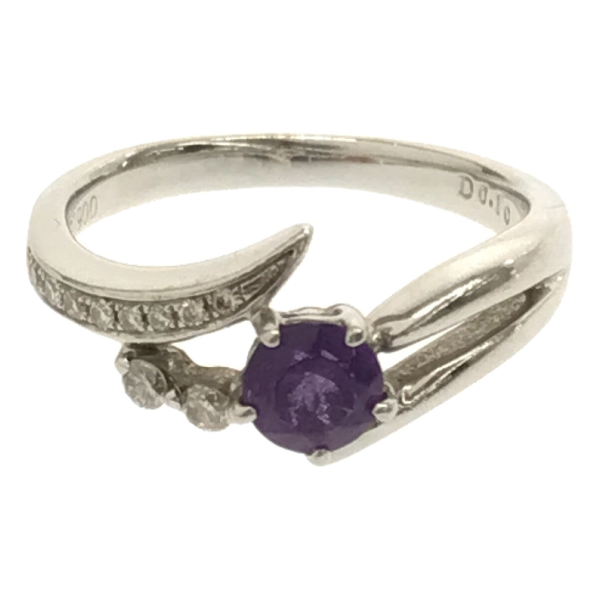 보석 / 다이아몬드 | 자수정 (보라색 크리스탈) 라운드 믹스 컷 0.352 ct 반지 | 퍼플/실버 | 여성