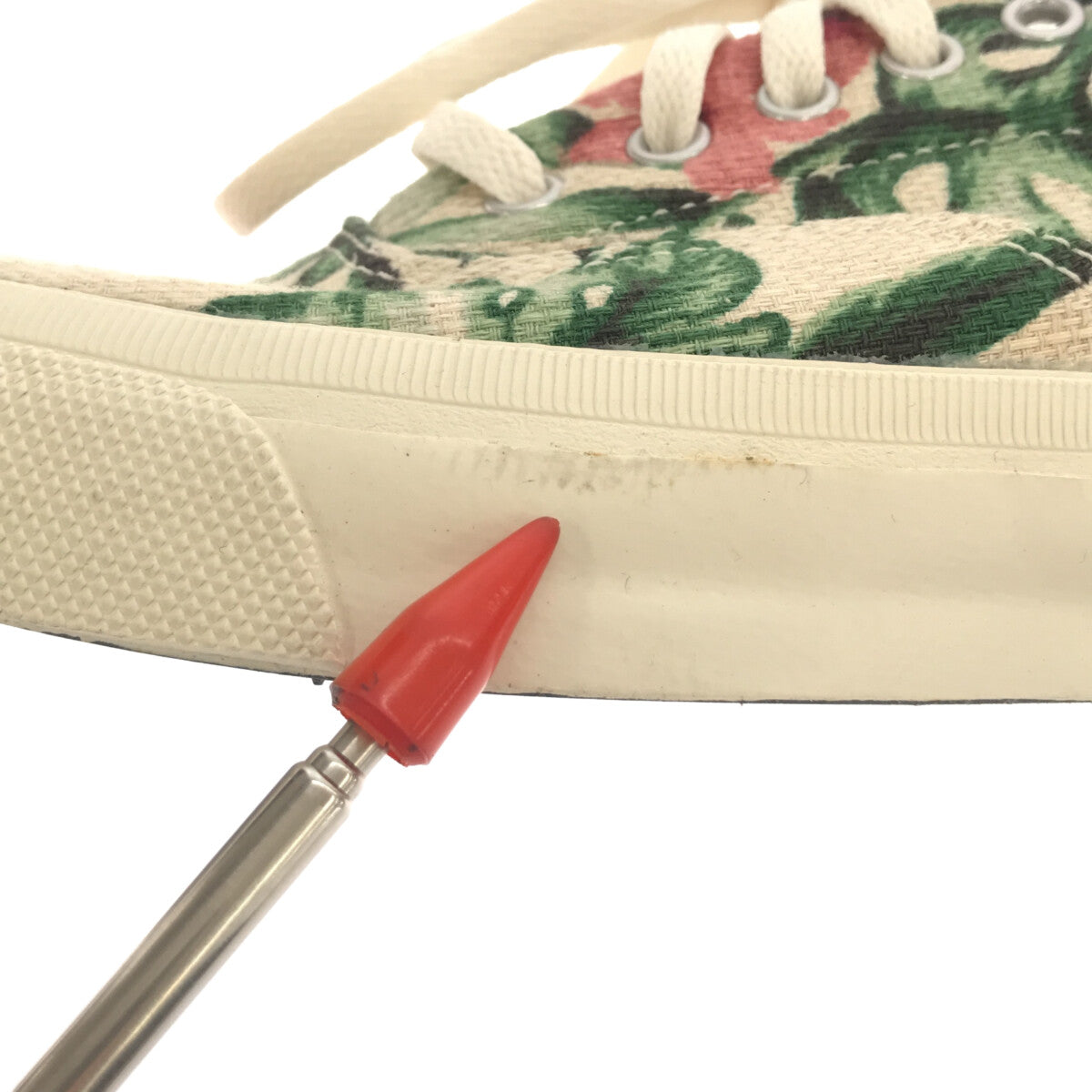 【미품】 CONVERSE / 컨버스 | 스키드 그립 알로하 무늬 데크 스니커즈 | 22.5 | 베이지 / 그린 | 여성