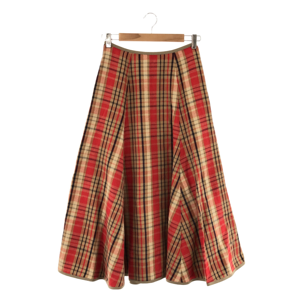 【美品】  UNION LAUNCH / ユニオンランチ | × Ron Herman ロンハーマン別注 ウール チェック フレア スカート | XS | レッド | レディース