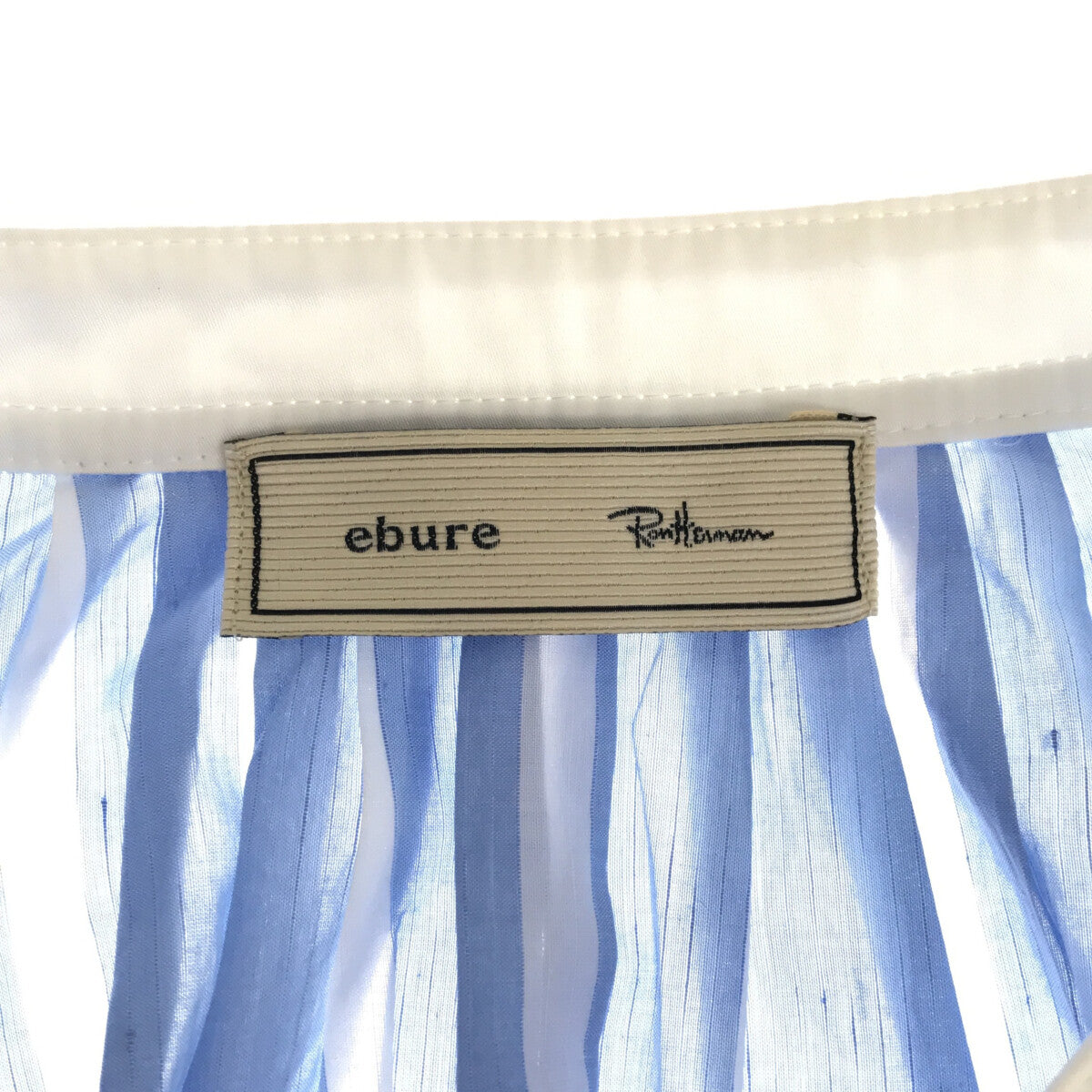 ebure / エブール | × Ron Herman ロンハーマン別注 バンドカラー ストライプシャツ | 36 |