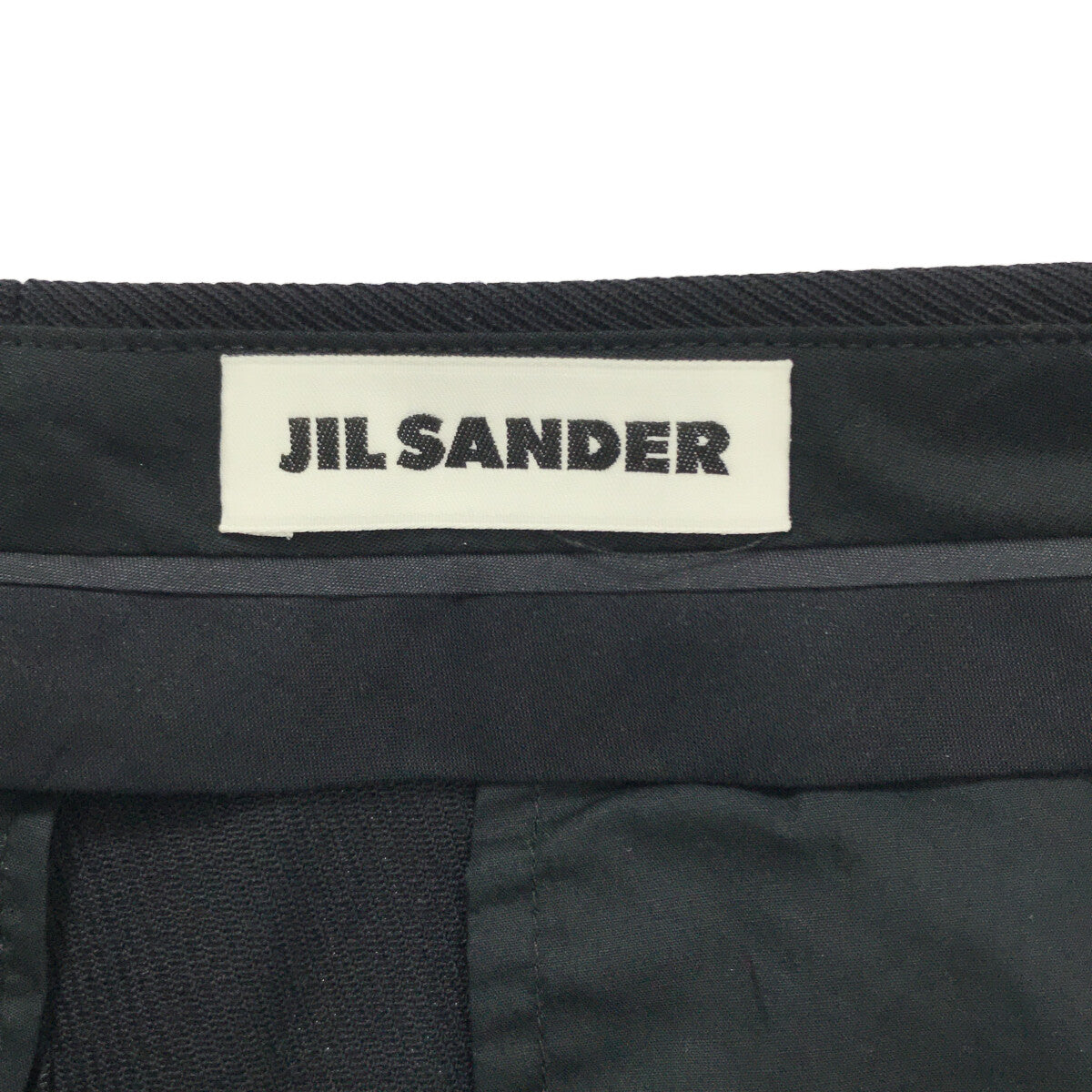 【美品】  JIL SANDER / ジルサンダー | ウールツイル 裾スナップボタン ワイドスラックス | 36 | ネイビー | レディース