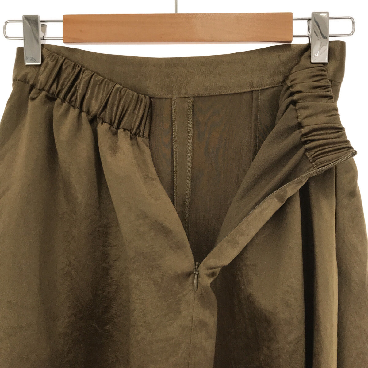 OUTERSUNSET / 아우터 선셋 | 광택 스커트 | M | 카키 | 여성