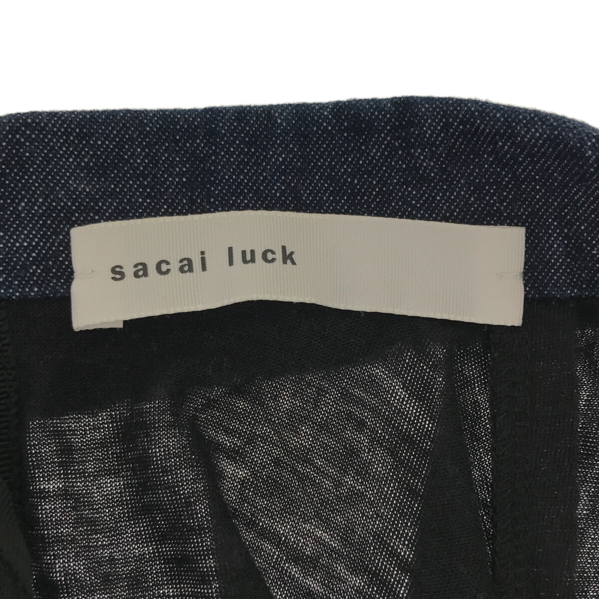 sacai luck / サカイラック | 丸襟 デニム切替 バックリボン ビジュー