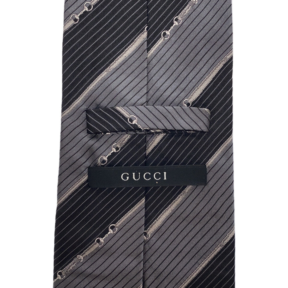 GUCCI / グッチ | シルク ホースビット レジメンタルストライプ ネクタイ | グレー