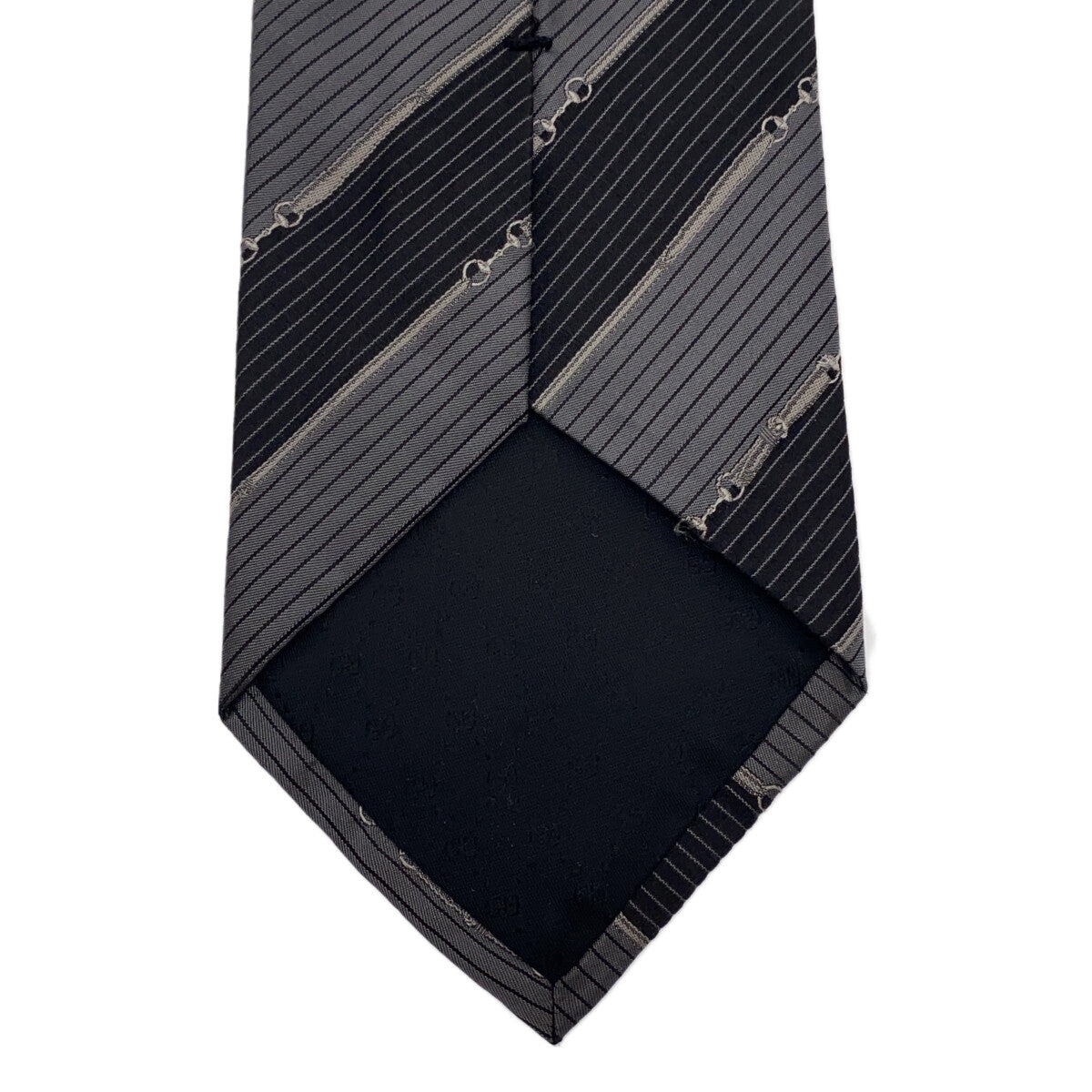 古馳 |絲綢馬銜扣軍團條紋領帶 |灰色的