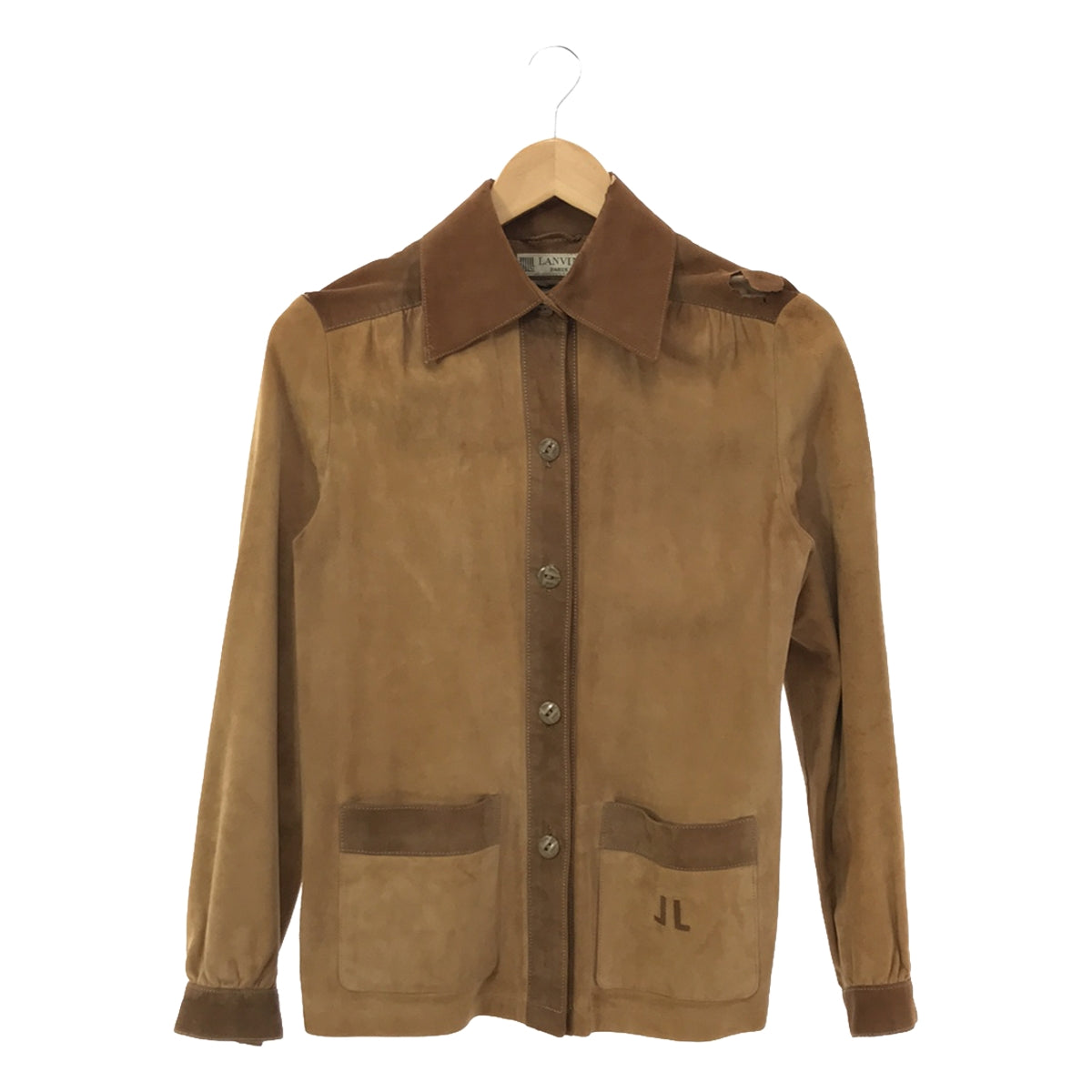 LANVIN / 람방 | 빈티지 스웨이드 가죽 셔츠 재킷 | 베이지 | 여성