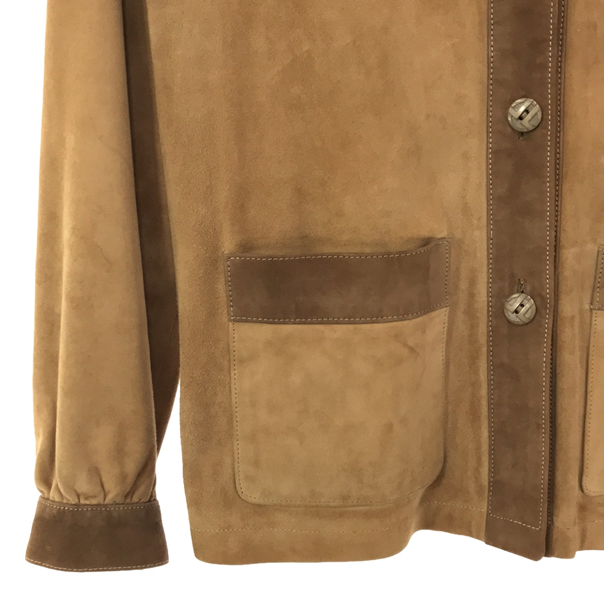 LANVIN / 람방 | 빈티지 스웨이드 가죽 셔츠 재킷 | 베이지 | 여성