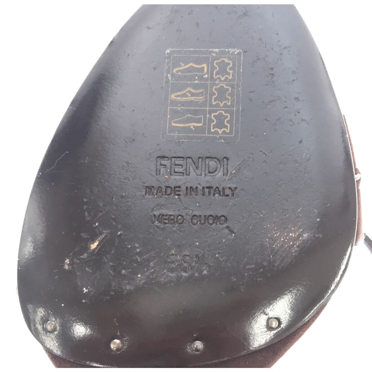 【미품】 FENDI / 펜디 | 스웨이드 가죽 발목 스트랩 힐 샌들 | 36 1/2 | 브라운 | 여성