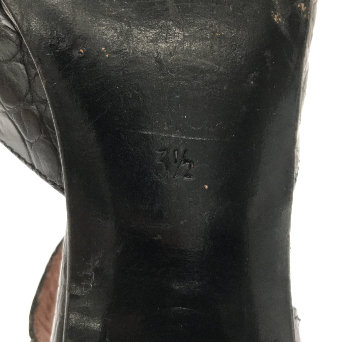 薩爾托 |鱷魚壓紋粗跟皮革平底鞋 | 3 1/2 |黑色 |女性的