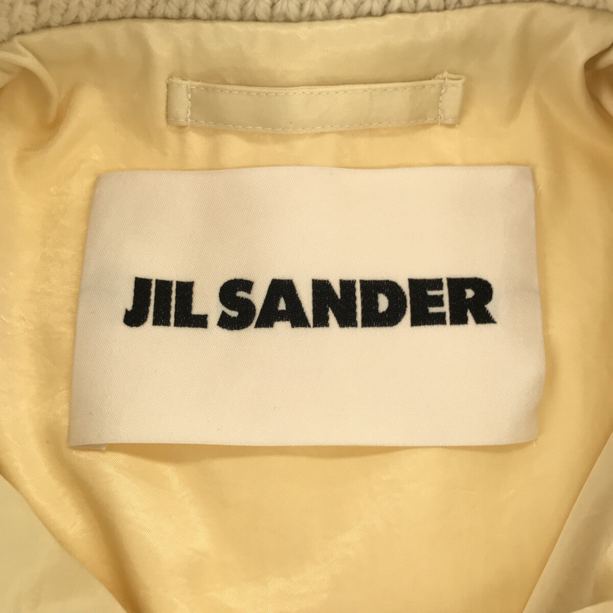 JIL SANDER / ジルサンダー | 2022AW | Techno Crinkled Satin Outer Insulated Jacket  / 異素材 ニットカラー フルジップ 中綿ジャケット | 44 | アイボリー/クリーム | レディース