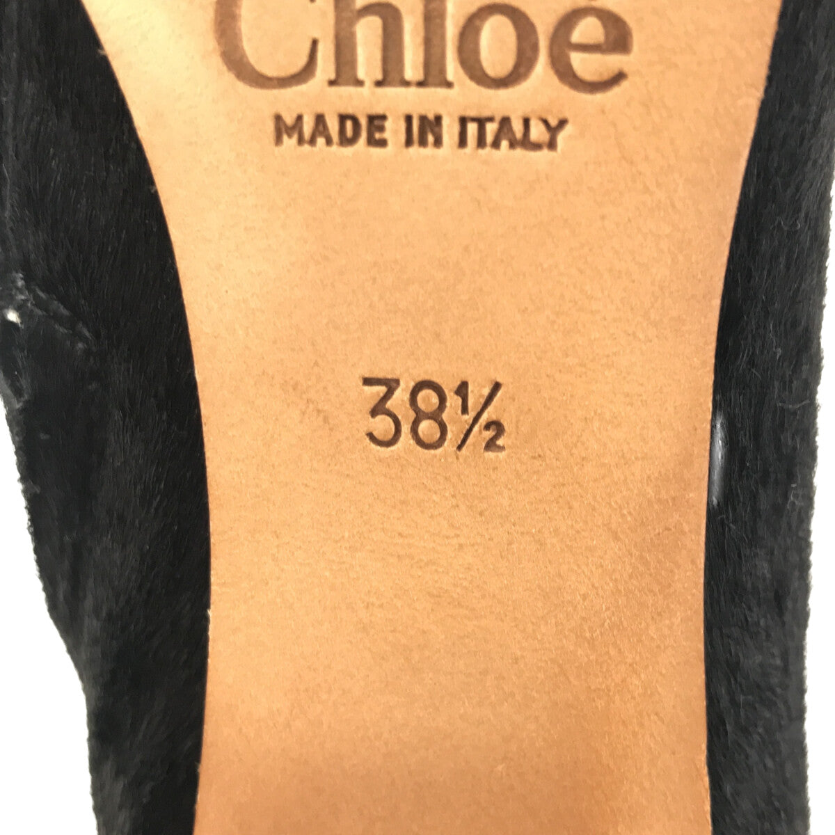 Chloe / クロエ | ハラコ レザー 切替 オープントゥ ブーティ | 38 1/2 | ブラック | レディース