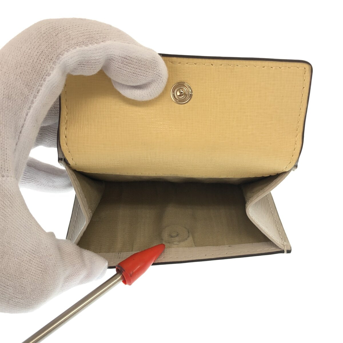 【美品】  FURLA / フルラ | バビロン ミニウォレット | グレージュ/クリームイエロー | レディース