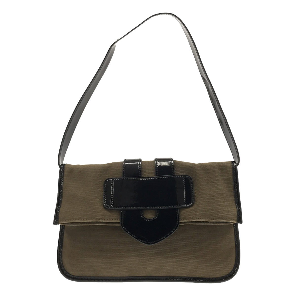 TILA MARCH | Canvas enamel shoulder bag | Black/khaki | Women's