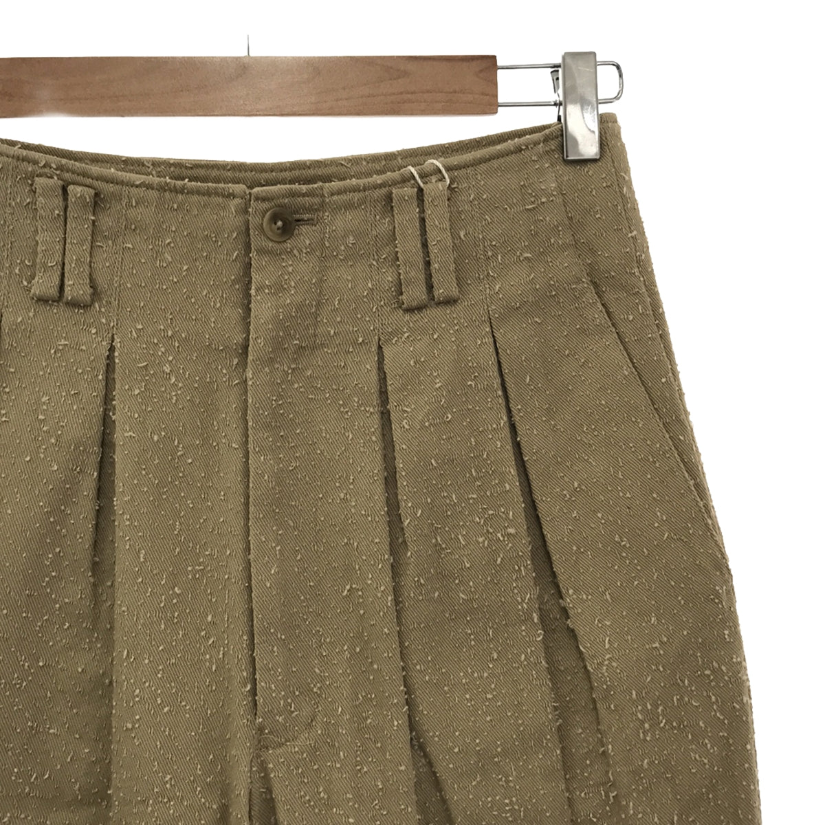 【신품】 FUMIE = TANAKA / 후미에 타나카 | 2023SS | needle tapered PA 니들 펀치 가공 테이퍼드 팬츠 | 1 | 베이지 | 여성