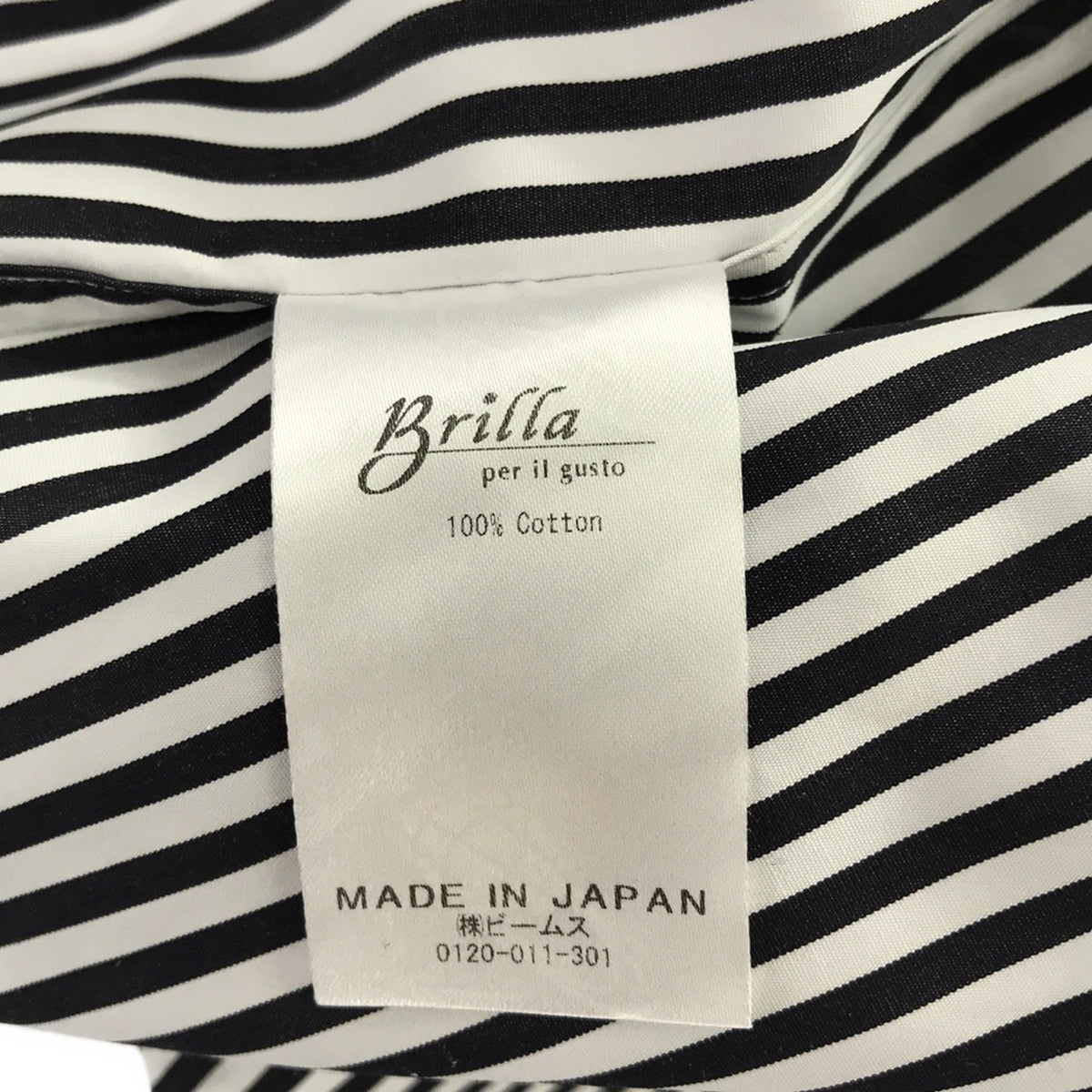 Brilla per il gusto / ブリッラペルイルグスト | THOMAS MASON / ストライプ ワイドカラー クレリックシャツ | 15.5/40 | ブラック/ホワイト | メンズ