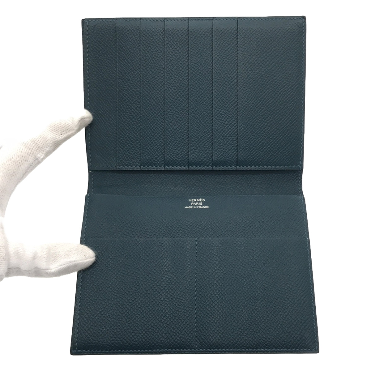 【美品】  HERMES / エルメス | ヴォーエプソン 2つ折り 札入れ 長財布 | コルヴェール ブルー | レディース