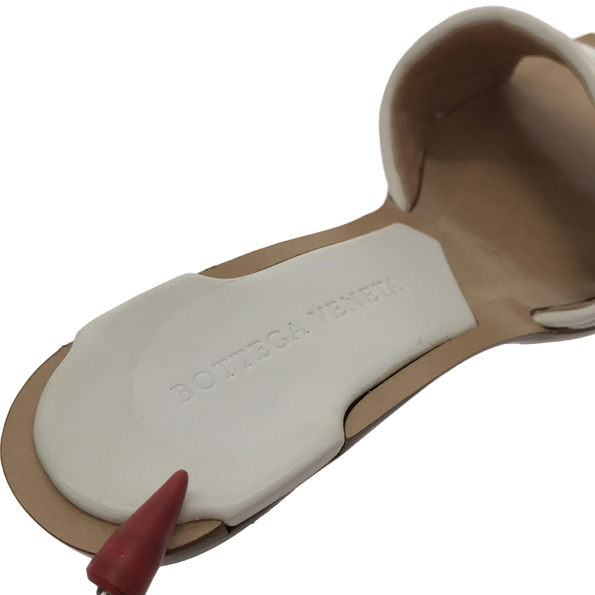 BOTTEGA VENETA / 보테가베네타 | 인트레 차트 스퀘어 투 가죽 샌들 | 35 1/2 | 화이트 | 여성