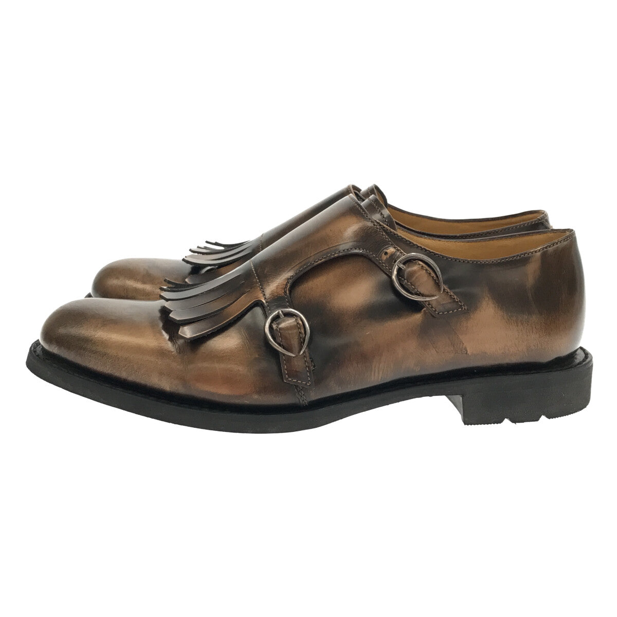 [品相良好] 翡翠綠 |絎縫雙僧侶鞋 | 5 1/2 |布朗 |女性的