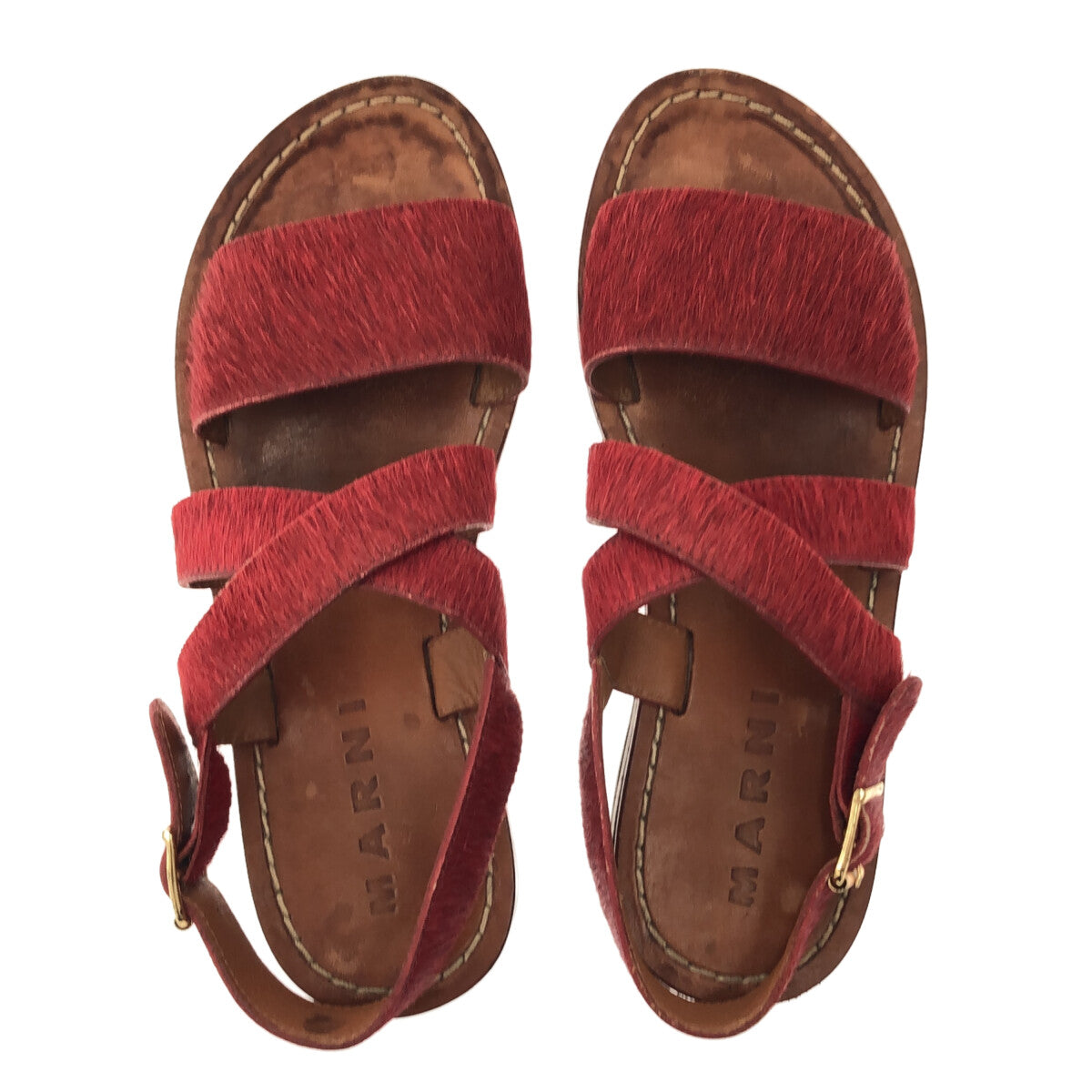 MARNI / 마르니 | 하라코 가죽 샌들 | 36 | 레드 | 여성