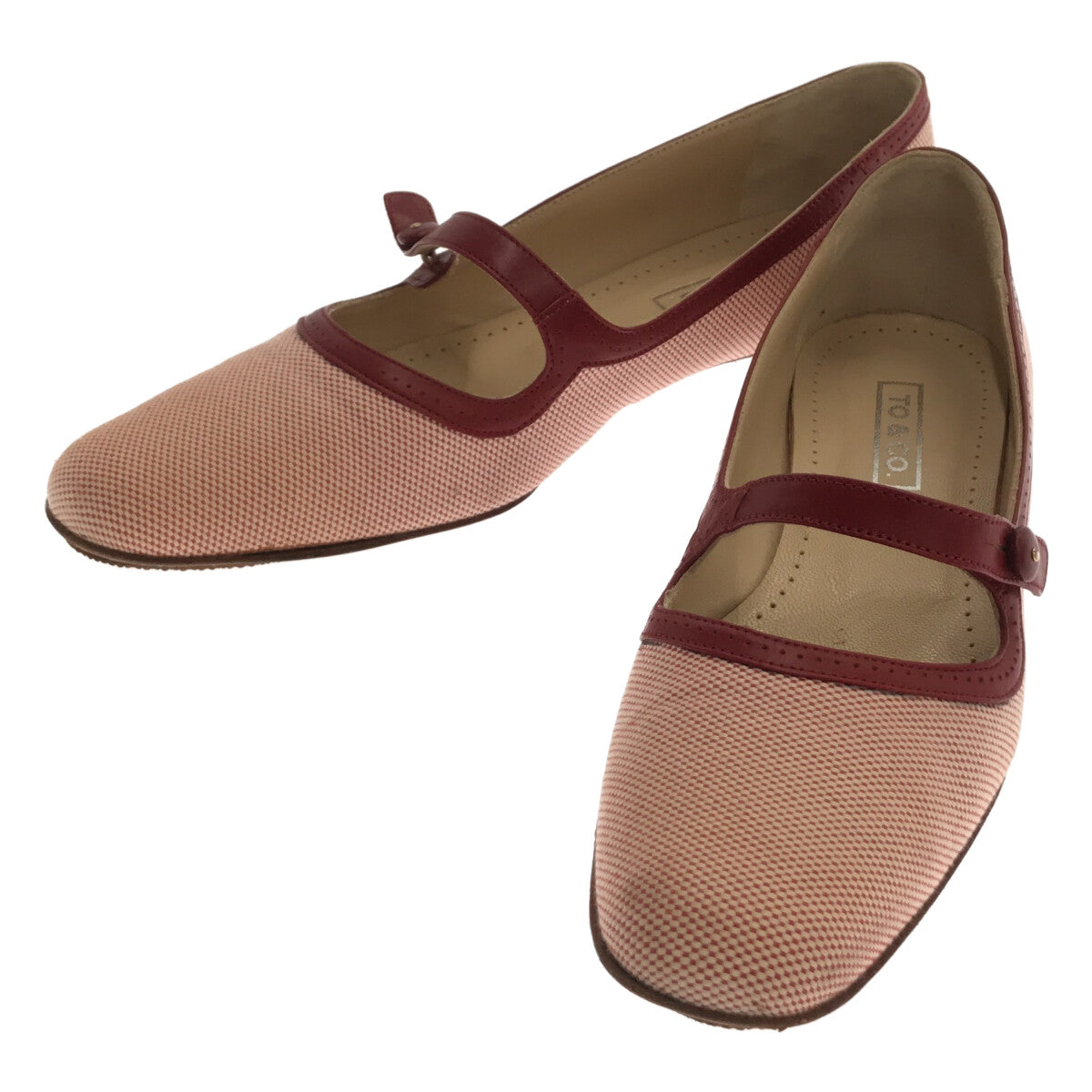 TO&amp;CO. / 투 앤드 코 | 원 스트랩 플랫 신발 | 37 1/2 | 와인 레드 / 화이트 | 여성