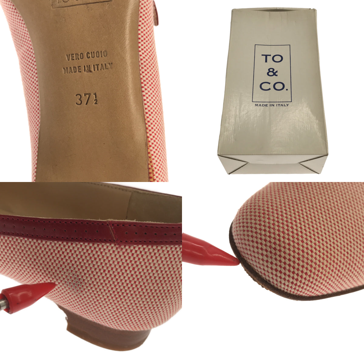 TO&CO. / トゥーアンドコー | ワンストラップ フラットシューズ | 37 1/2 | ワインレッド/ホワイト | レディース