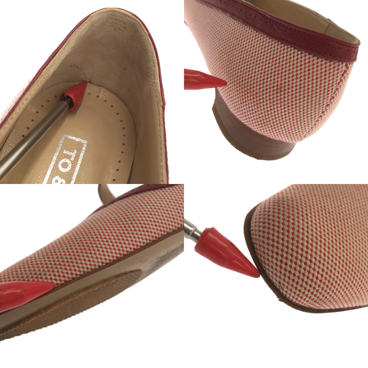 TO&CO. / トゥーアンドコー | ワンストラップ フラットシューズ | 37 1/2 | ワインレッド/ホワイト | レディース