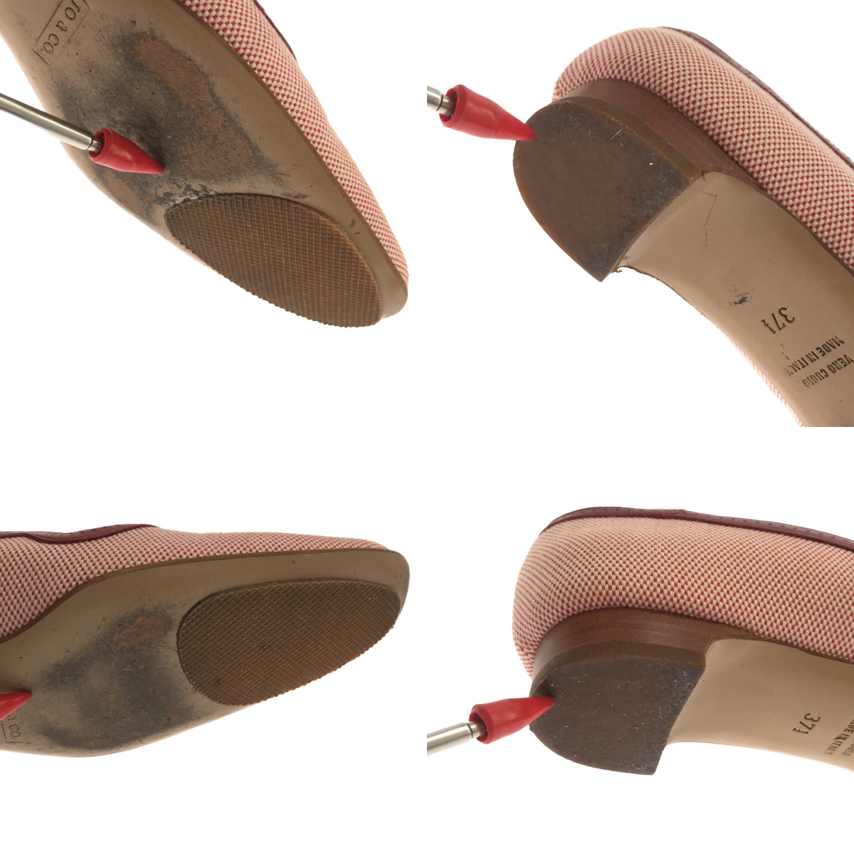 TO&CO. / トゥーアンドコー | ワンストラップ フラットシューズ | 37 1/2 | ワインレッド/ホワイト | レディース