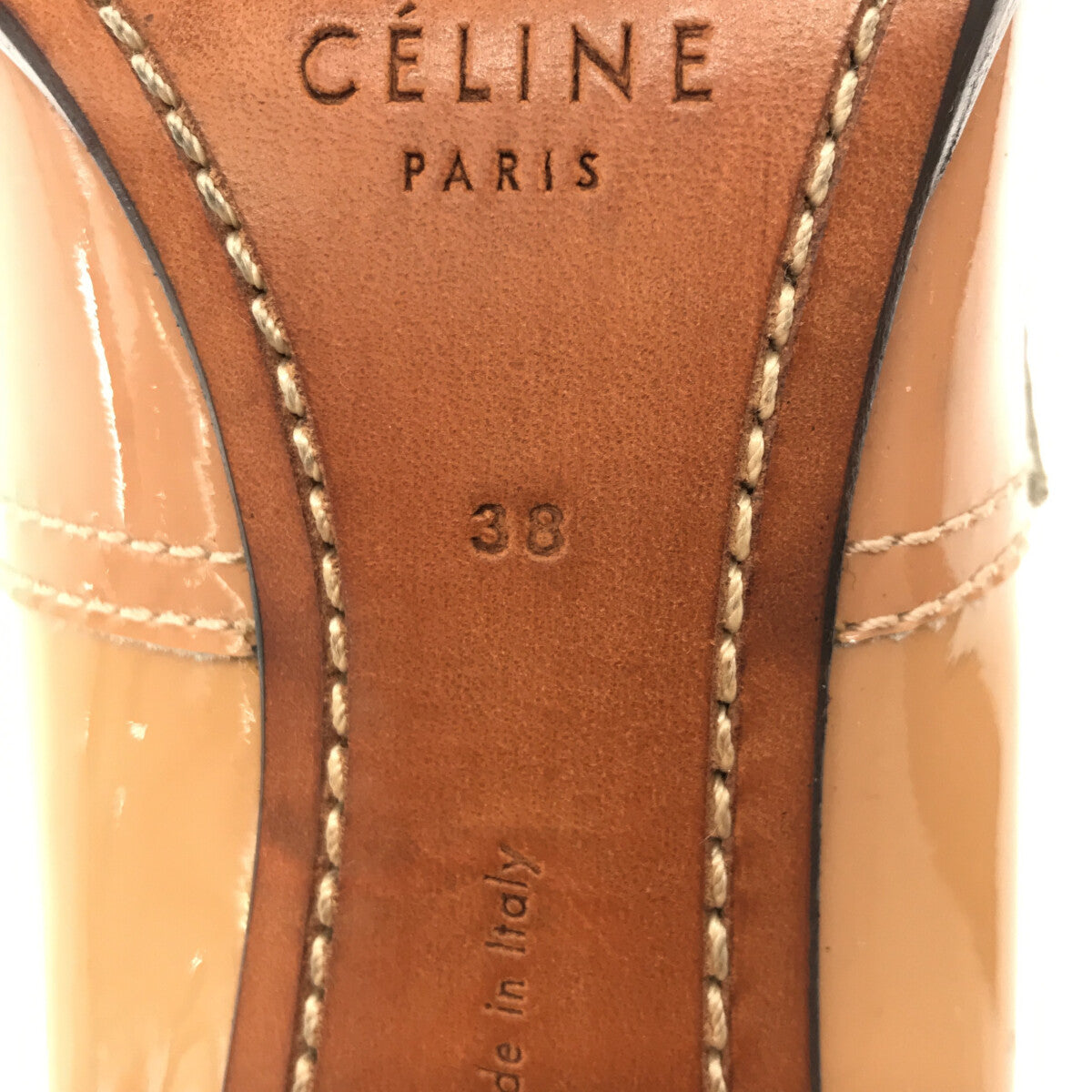 [狀況良好] CELINE | Phoebe 琺瑯流蘇高跟鞋 |尺寸 38 |米色 |女的