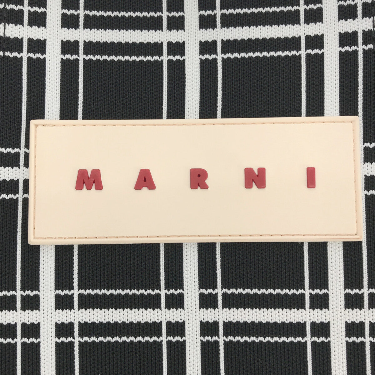 【美品】  MARNI / マルニ | チェックジャカード ショッパー トートバッグ | ホワイト/ブラック | レディース