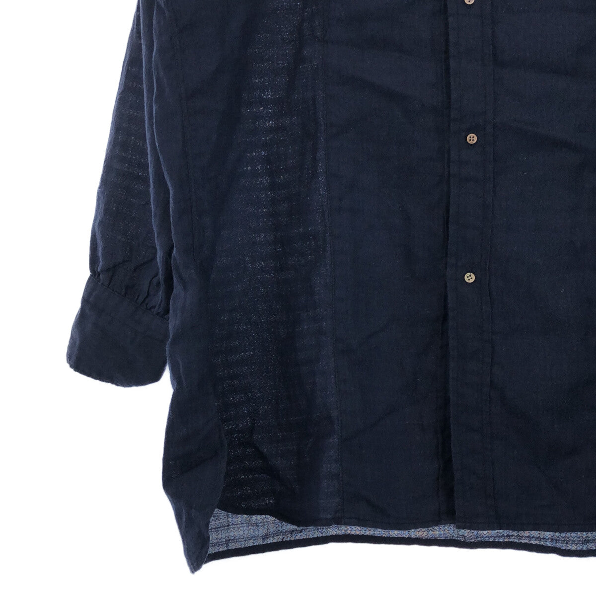 CLASS / クラス | コットン リネン 織り柄 バンドカラーシャツ | 46 | インディゴ | メンズメンズ