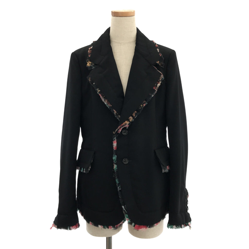[品相良好] COMME des GARCONS | 2018秋冬 |全襯裡、剪裁、荷葉邊對接外套 | S |黑色 |女性的