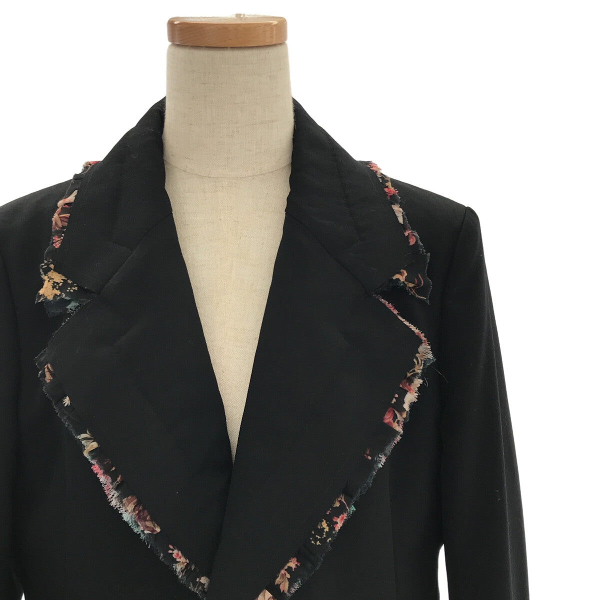 【美品】  COMME des GARCONS / コムデギャルソン | 2018AW | 総裏地 断ち切り フリル装飾 ドッキング ジャケット | S | ブラック | レディース